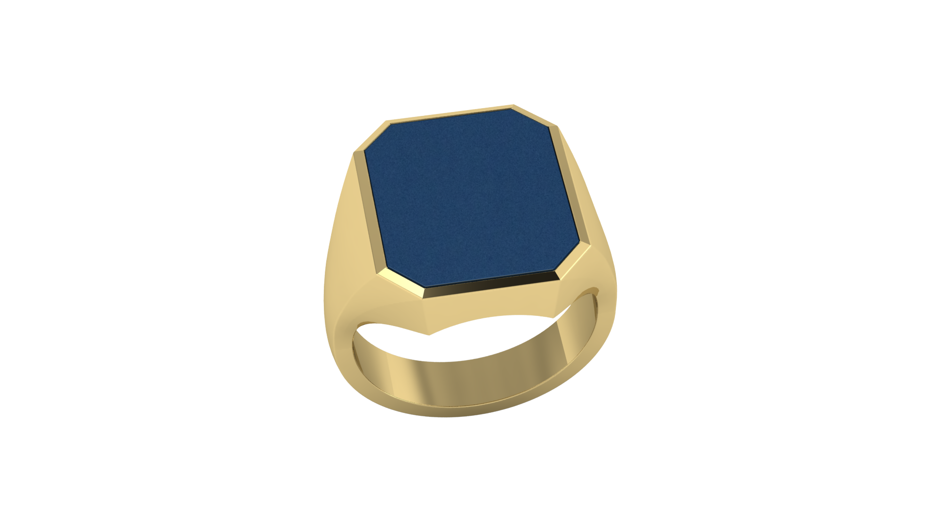 Huiscollectie - 14kt geelgouden zegelring gezet met blauwlagensteen 14x12mm, maat52 - HZHR4 14x12BL
