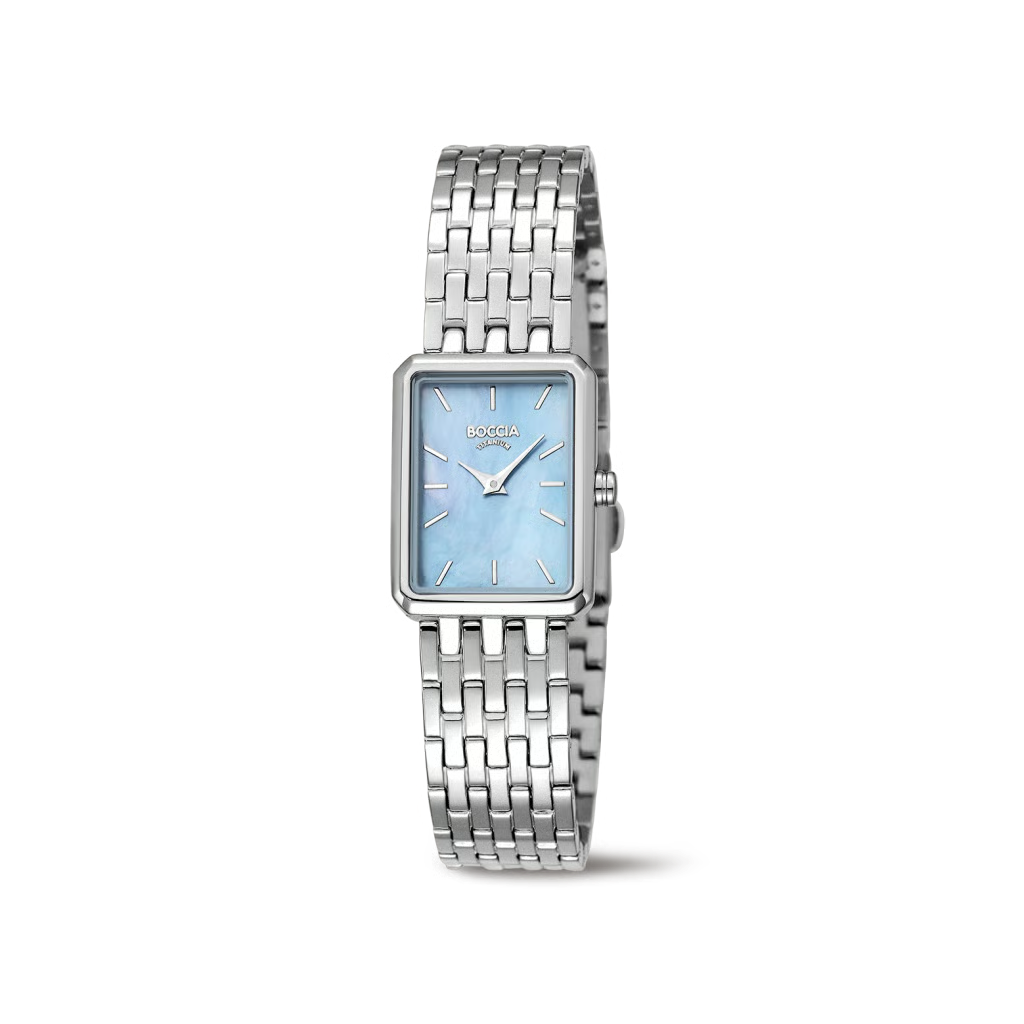 Die DAU Boccia Quarz Uhr mit der Modellnummer 3383-01 ist eine elegante Armbanduhr, ausgestattet mit einem robusten Metallband. Als Teil der Kategorie "UHR" bietet sie zuverl&auml;ssige, pr&auml;zise Zeitanzeige. Tragen Sie diese stilvolle Uhr am Handgelenk zu verschiedenen Anl&auml;ssen, um ein zeitloses Mode-Statement zu setzen. Perfekt f&uuml;r den t&auml;glichen Gebrauch oder zu besonderen Anl&auml;ssen.
