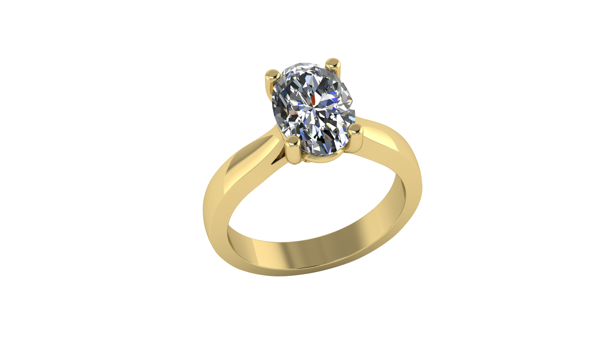 Huiscollectie - 18kt geelgouden solitair montuur, voor 1,5ct oval cut labgrown diamant, Cert: IGI LG761524627 - HZDR39 18kt mt50