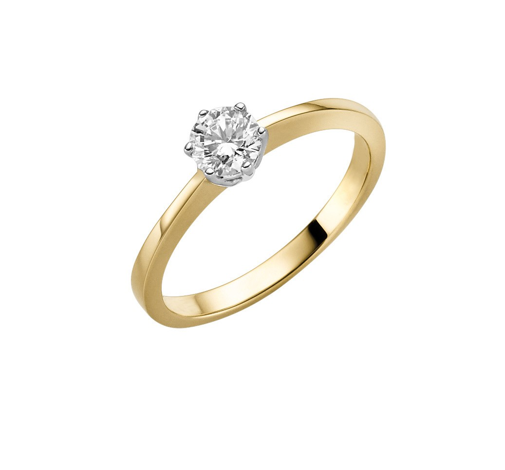 Max Fr&ouml;hlich Ringe Ref.-Nr.: BRI12.20SI 585/- Gold, gold 1 Diamant Wesselton  Weiss kleine Einschl&uuml;sse Brillantschliff 0,20ct.  Ringgr&ouml;&szlig;e 52
