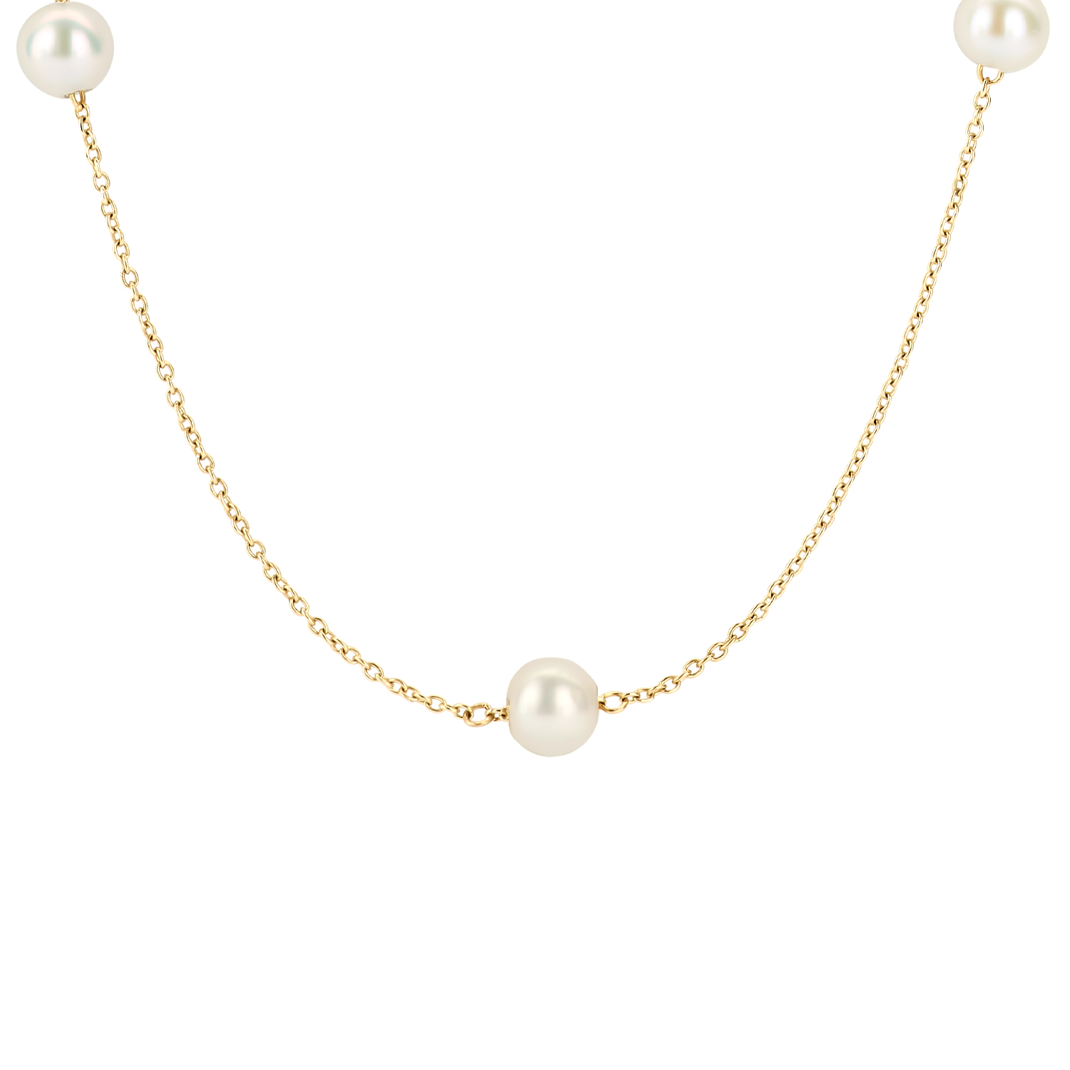 Blush - Geelgouden collier bezet met 7 parels van 4mm - 3185YPW