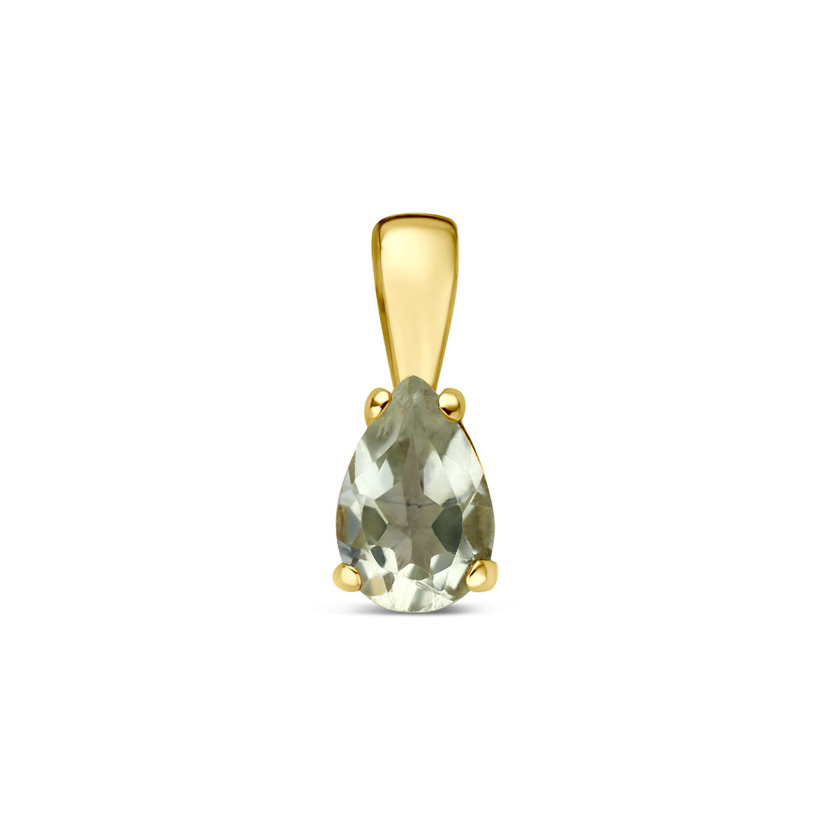 14kt gouden hanger met groene amethyst 10.5x4mm