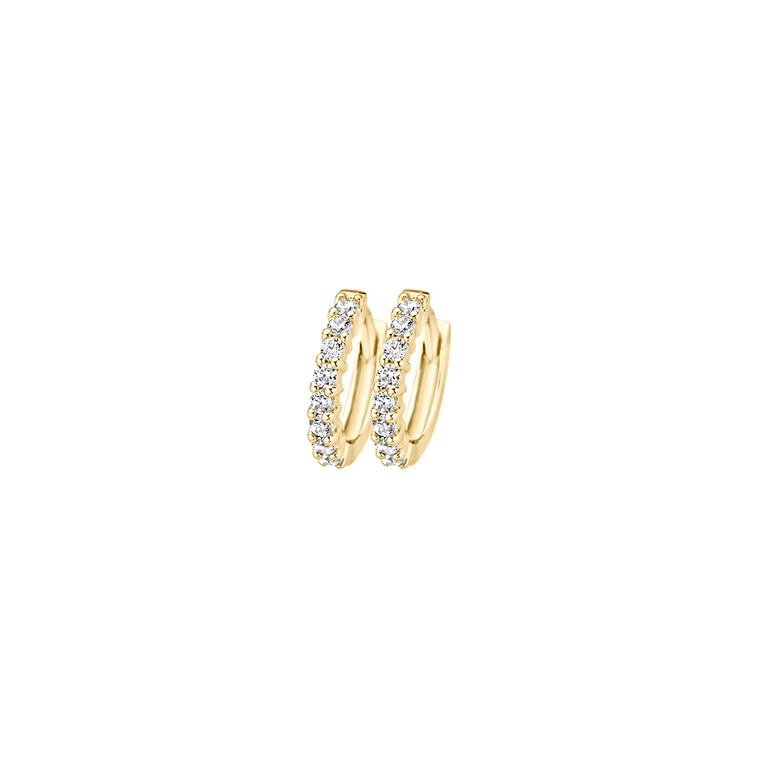 BLUSH - 14kt geelgouden klapcreolen bezet met zirconia's - 7134YZI