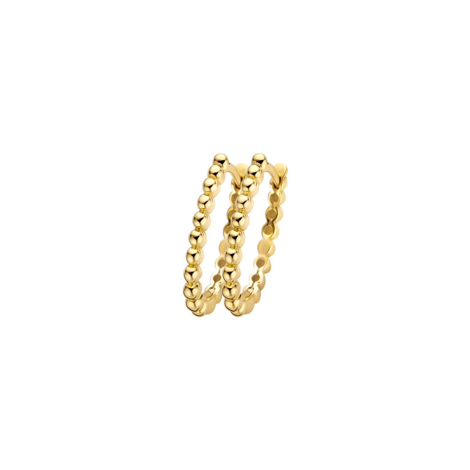 Blush - Geelgouden klapcreolen met bolletjes, 16mm - 7272YGO