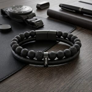 Premium Armband &ndash; De Perfecte Mix van Leer en Natuursteen