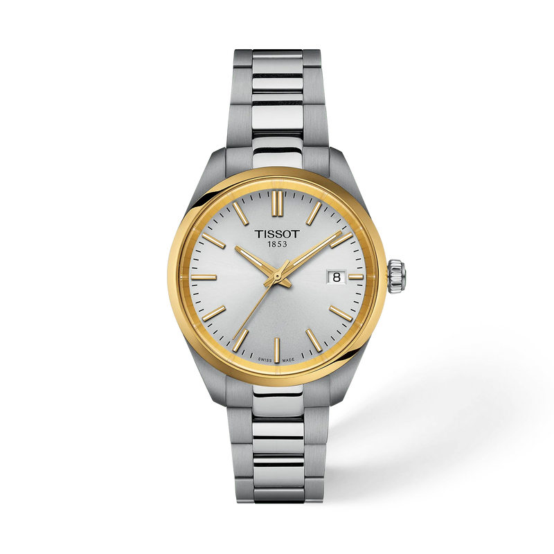 De Tissot PR 100 T1502102103100 is een Zwitsers quartz horloge met analoge aanduiding. Het heeft een ronde roestvrijstalen kast van 34mm met saffier glas, zilverkleurige wijzerplaat en band. Waterdicht tot 10 ATM, en is hypoallergeen. Perfect voor dagelijks gebruik en formele gelegenheden. Draag het om uw pols voor een klassieke, elegante uitstraling. 