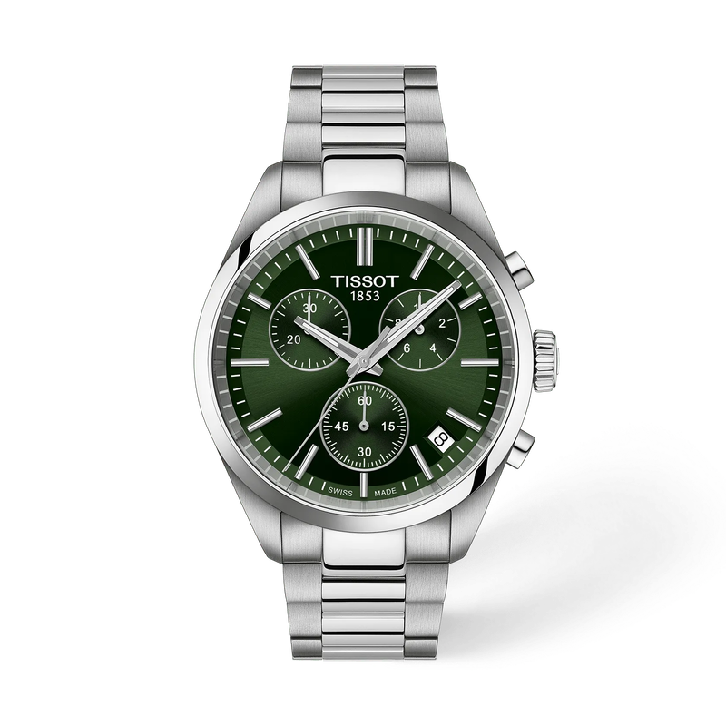 De Tissot PR100 T1504171109100 is een stijlvolle polshorloge met een zilverkleurige roestvrijstalen kast en band. Het heeft een groene wijzerplaat, Zwitserse quartz uurwerk, chronograaf functie, saffierglas en is waterbestendig tot 10 ATM. Perfect voor zowel formele als casual gelegenheden. Draag het met elke outfit voor een elegante uitstraling.