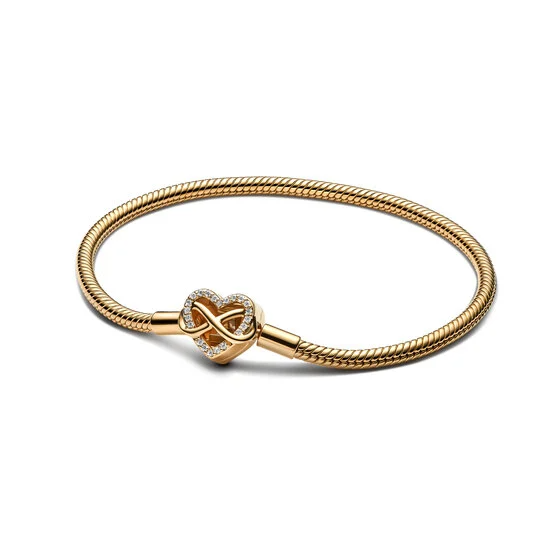 Pandora - Shine, Snake chain 14k gold-plated bracelet with clear cubic zirconia - 563758C01-21