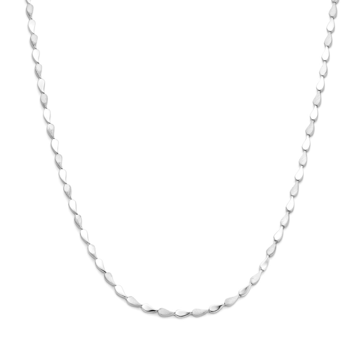 Zilver Gerhodineerde Schakel Collier Mat/ Glanzend