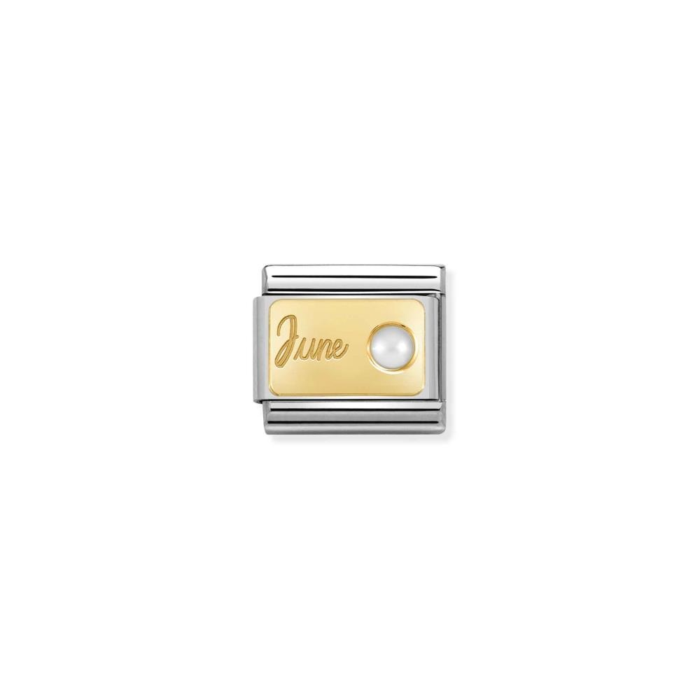 Series	Birthstone
Jewellery material	Stainless Steel + Gold 18K
Stone_type	Pearl
Stone-color	White
Category	Link
Brand	Nomination Jewellery