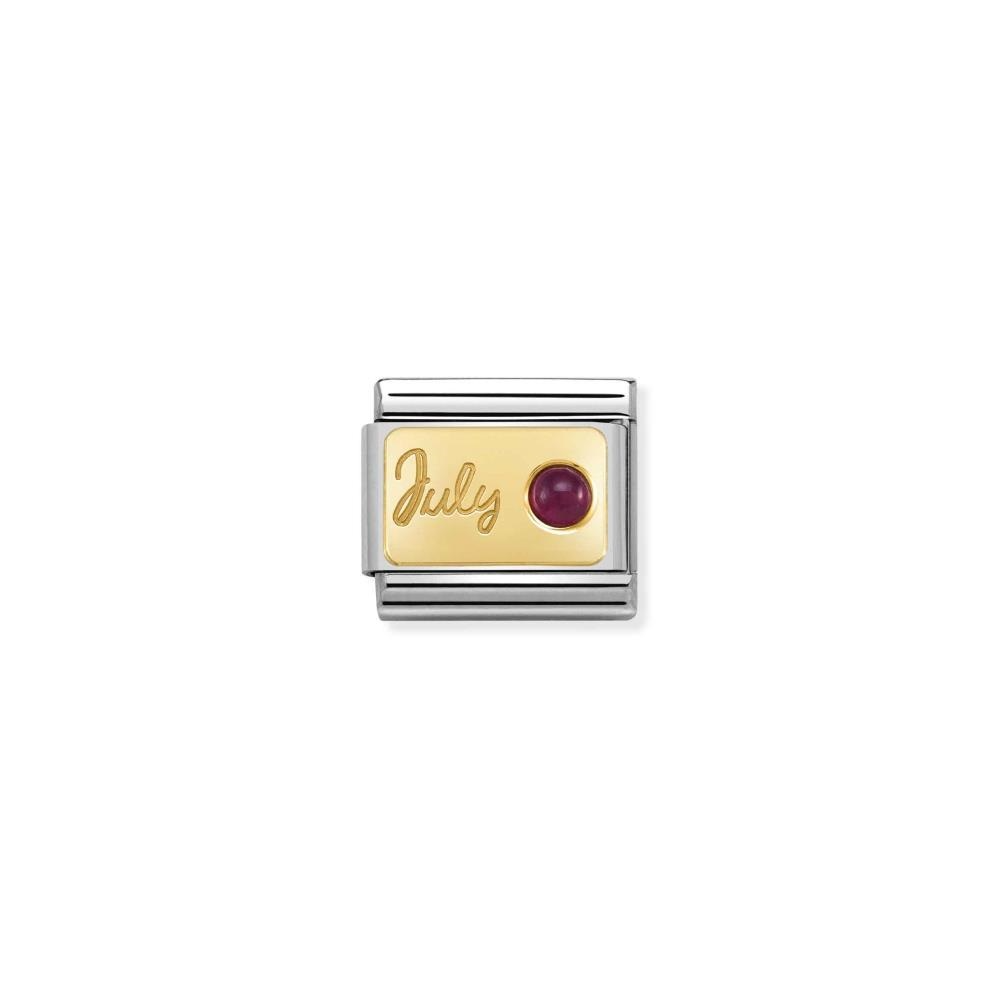 Series	Birthstone
Jewellery material	Stainless Steel + Gold 18K
Stone_type	Ruby
Stone-color	Red
Category	Link
Brand	Nomination Jewellery