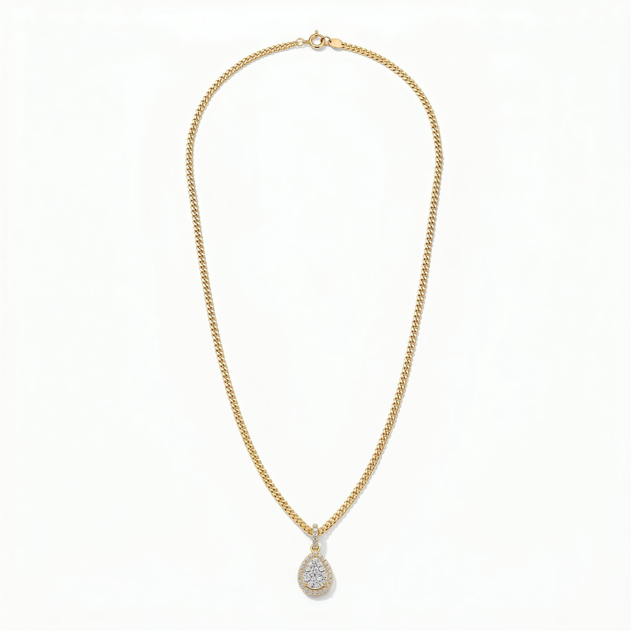 Deze gouden diamanten ketting, modelnummer JRS3304, is een prachtige sieraadkeuze met een elegant druppelontwerp. Gemaakt van 14-karaats goud en bezet met een briljant geslepen diamanten van totaal van 0,29 karaat (SI1, H-kleur). Perfect om te dragen bij formele gelegenheden of als dagelijks luxeaccessoire. Accentueer je stijl door het te combineren met bijpassende gouden sieraden.