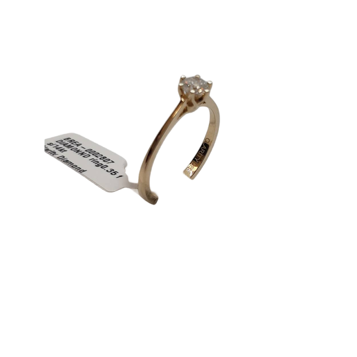 Deze Diamanten Verlovingsring, modelnummer BREA-0002807, is een luxueus juweel van goud met een schitterende afwerking. De ring bevat een ronde diamant van 0.35 karaat, met SI1 zuiverheid en F kleur. Gemaakt van 14-karaats goud, maat 54. Draag deze ring als symbool van liefde en elegantie, perfect voor een verloving.