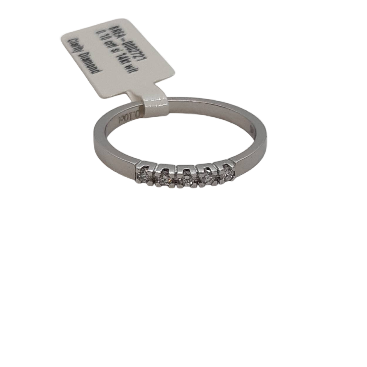 De Diamanten Verlovingsring, modelnummer BREA-0002721, is een prachtig juweel met een gouden ring en een glanzende afwerking. Het heeft vijf diamanten van 0,1 karaat (SI1, ronde slijp en F kleur) en is gemaakt van 14-karaats wit goud. Draagmaat 54. Ideaal om te dragen bij speciale gelegenheden voor een elegante uitstraling.
