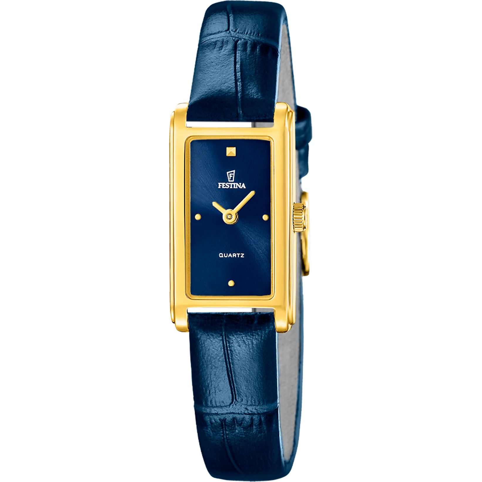 Festina rechthoekig met gele kast en blauwe band 