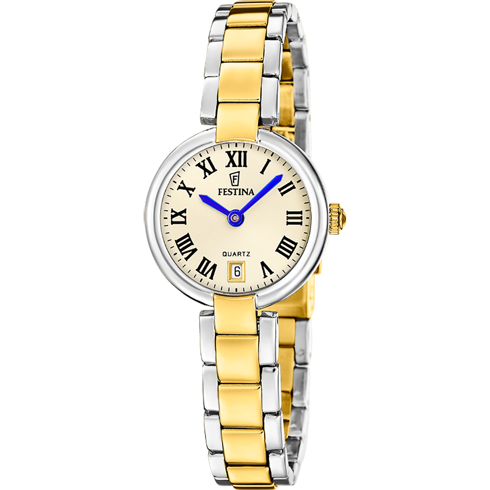 Elegant dameshorloge uit de Mademoiselle collectie met bicolor band en cremekleurige wijzerplaat 