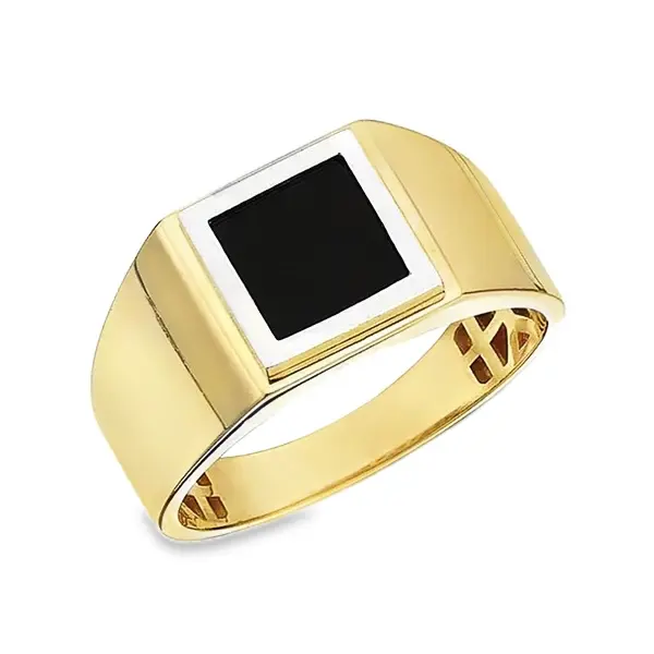 Gouden Bi Color Ring met Onyx
