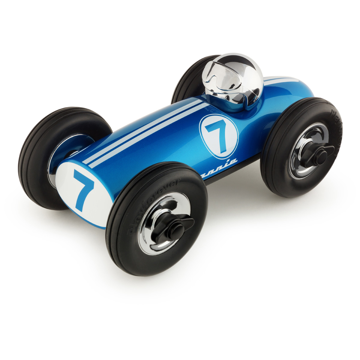 Het ontwerp van Bonnie is ge&iuml;nspireerd op de gedurfde kleuren en vormen van de mode en schoenen uit de jaren 60, gecombineerd met vroege Formule 1 racewagens. Oorspronkelijk ontworpen in hout en later vertaald naar kunststof met behoud van de eenvoudige vorm, ligt de kracht van Bonnie in haar puurheid: een strakke vorm op wielen, verrijkt met opvallende graphics die het geheel tot leven brengen. Cool, eigentijds en een echte blikvanger, Bonnie is een ware showstopper die prachtig staat op een plank, schouw of rijdend over de woonkamer. Een echte Playforever klassieker om generaties lang te koesteren.

Afmetingen 215 x 120 x 92 mm
Materiaal ABS kunststof met hoogglans UV coating
Met de hand gepolijst met zorg
Geschikt voor kinderen vanaf 3 jaar