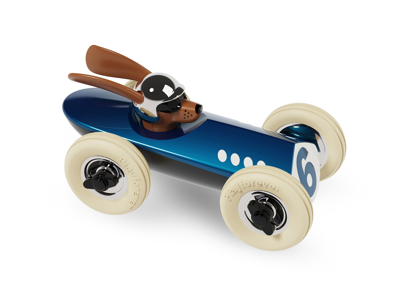 Maak kennis met Rufus, de coolste raceauto aangedreven door een hond die je ooit hebt gezien! Met zijn gestroomlijnde vorm, een geometrische voorkant en een scherpe &lsquo;ridge&rsquo; op de motorkap die vloeiend overgaat in een afgeronde achterkant, straalt deze auto pure snelheid en kracht uit. En die hondenoren zeggen eigenlijk al genoeg.

Zoals alle Playforever producten is Rufus niet alleen prachtig ontworpen, maar ook vervaardigd uit materialen van de hoogste kwaliteit, zodat hij een leven lang meegaat.

Geschikt voor kinderen vanaf 3 jaar
