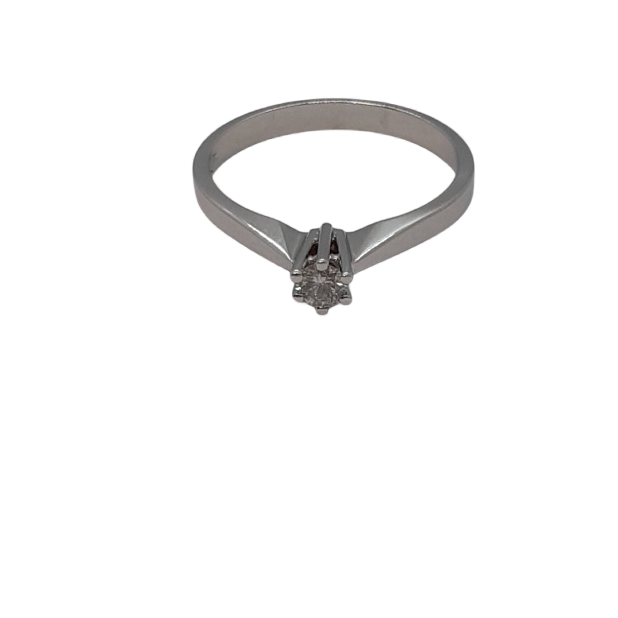 Deze prachtige ring, modelnummer BREA-000288, is perfect voor een verloving. Gemaakt van 14 karaat witgoud met een glanzende afwerking, heeft het een schitterende diamant van 0,15 karaat met heldere SI1-kwaliteit. Draag deze ring met trots om de ringvinger van je linkerhand om eeuwige liefde en toewijding te symboliseren. Beschikbaar in maat 54.
