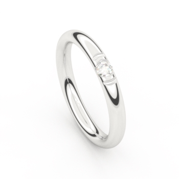 De ring is in witgoud 18 karaat en gezet met 1 briljant van 0.9 ct.