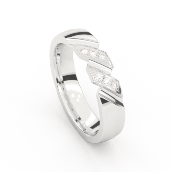 De ring is in 18 karaat witgoud en gezet in 2 rijen van 0.03ct briljant.