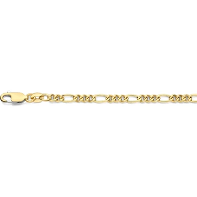 Fjory - 14kt geelgouden figaro armband 3.1mm schakel, met zilveren kern - 40-F03,1XX