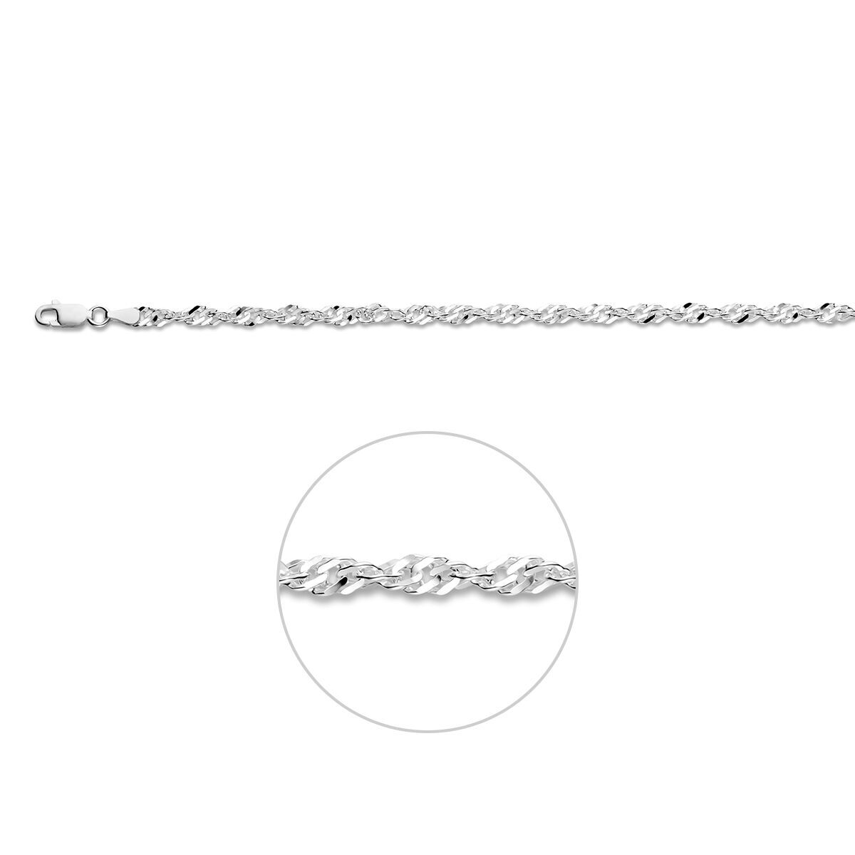 Deze Singapore ketting van 3,6 mm, modelnummer 1329705, valt onder de categorie "JEWEL". De ketting heeft een elegante en verfijnde uitstraling, ideaal voor zowel dagelijkse als formele gelegenheden. Draag het met andere halsaccessoires voor een gelaagd effect of laat het enkel schitteren voor een subtiele, klassieke look.