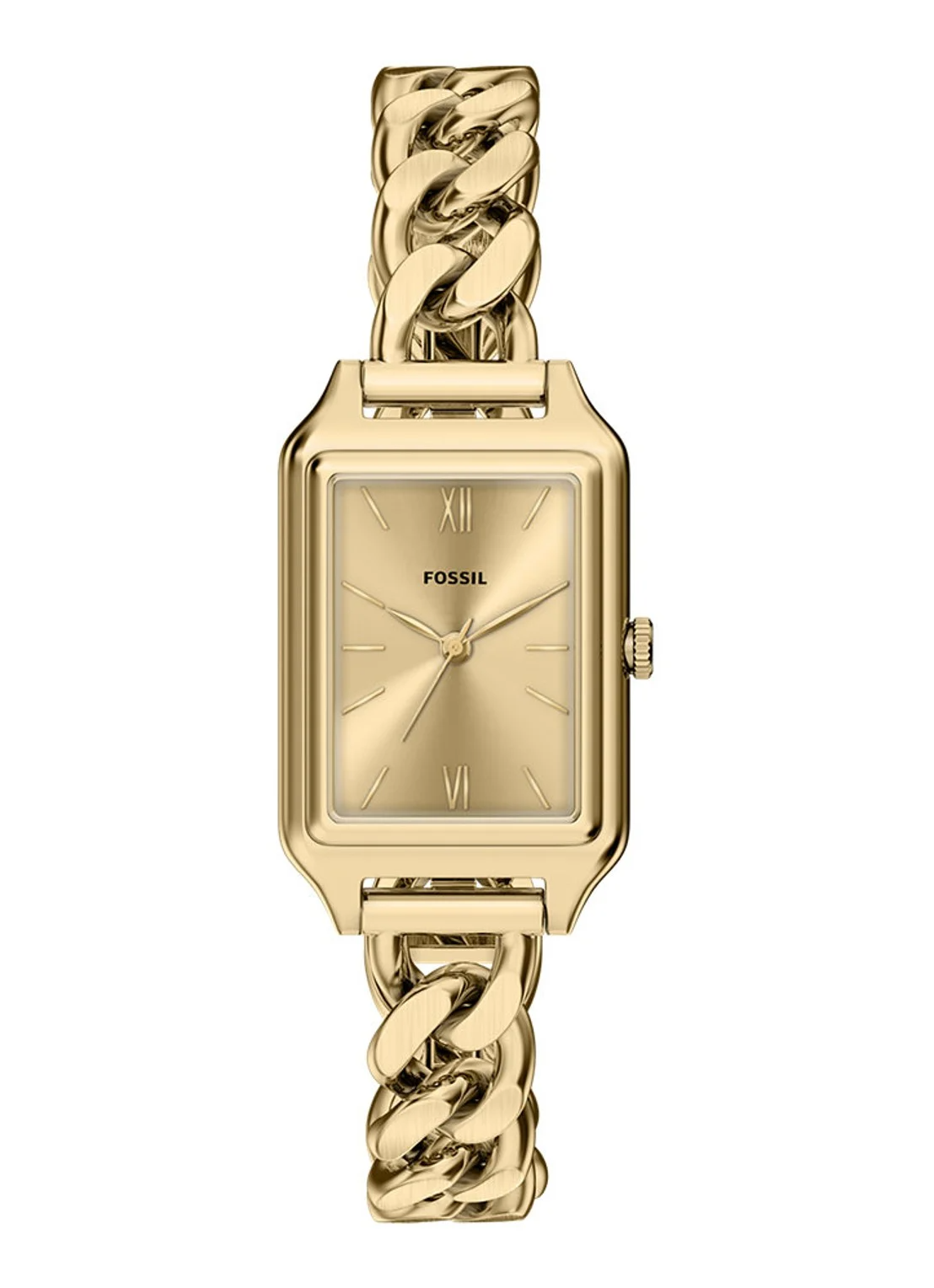 Afmetingen horlogekast: Breedte = 23mm, Hoogte = 30mm (lug to lug = 37mm)

Dit Fossil horloge heeft een kast gemaakt van Roestvrijstaal met een diameter van 23 mm en is voorzien van een Roestvrijstaal band. In de kast bevindt zich een Seiko Instruments Inc. kwaliteitsuurwerk en is afgewerkt met Mineraalglas.

Het horloge is 5ATM. Dit betekent dat het horloge geschikt is om mee te douchen. Verder wordt het horloge geleverd met 2 jaar garantie.
