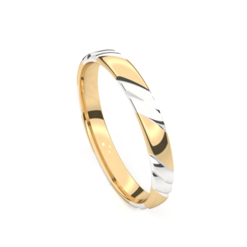 De ringis in wit en gellgoud 18 karaat en is 3 mm breed