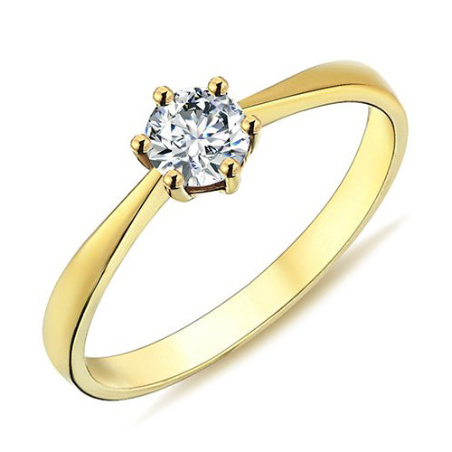  Geelgouden solitairring met Zirkonia 5mm (18 / 56,5)