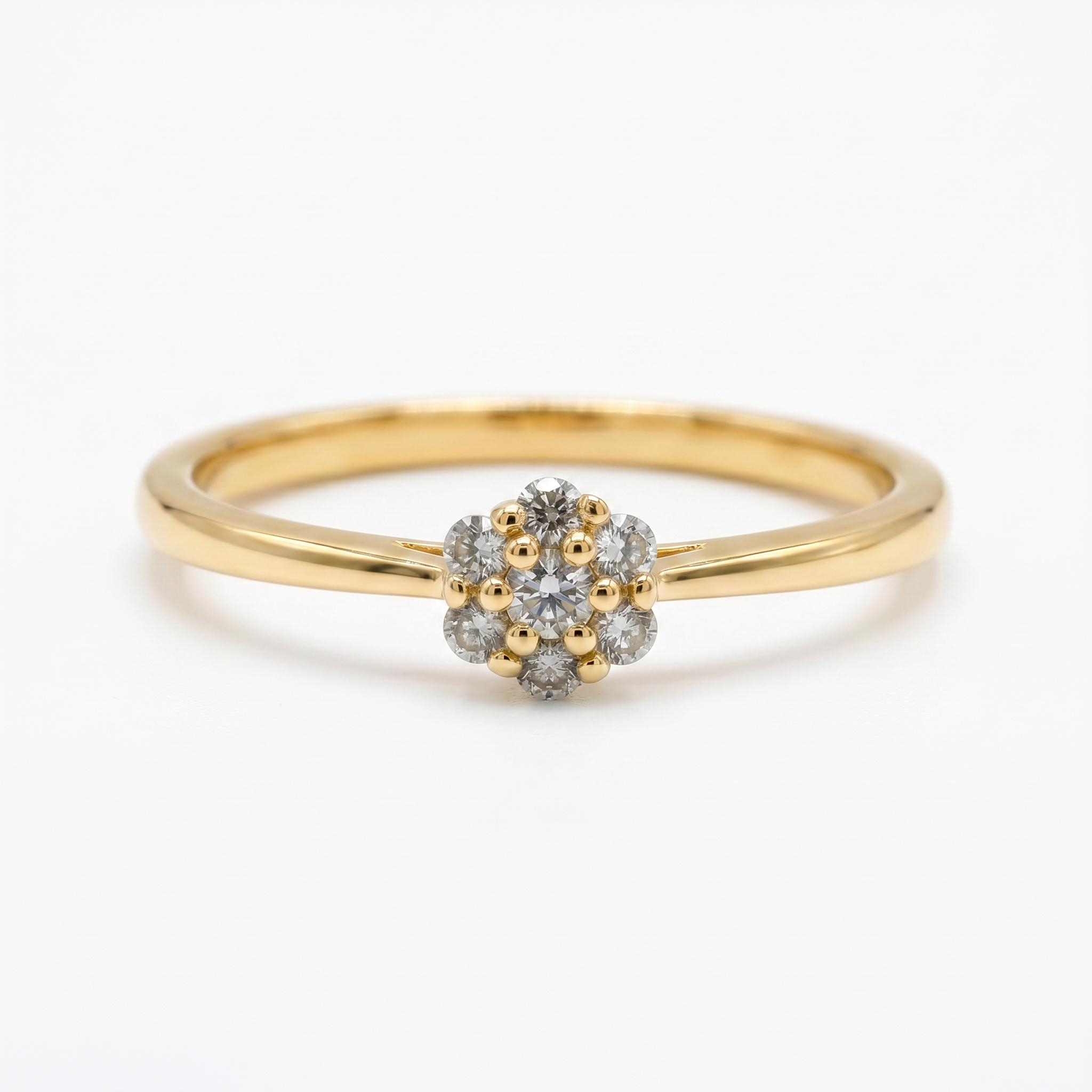 Deze prachtige 18 karaat gouden diamanten ring met modelnummer VRF1031 combineert elegantie en luxe. Met een briljant geslepen diamant van 0,15 karaat straalt de ring in goudkleur. Perfect voor een verfijnde uitstraling. Draag het solo voor een subtiele look of combineer met andere ringen voor een gedurfde statement. Ideaal voor speciale gelegenheden of dagelijks gebruik.