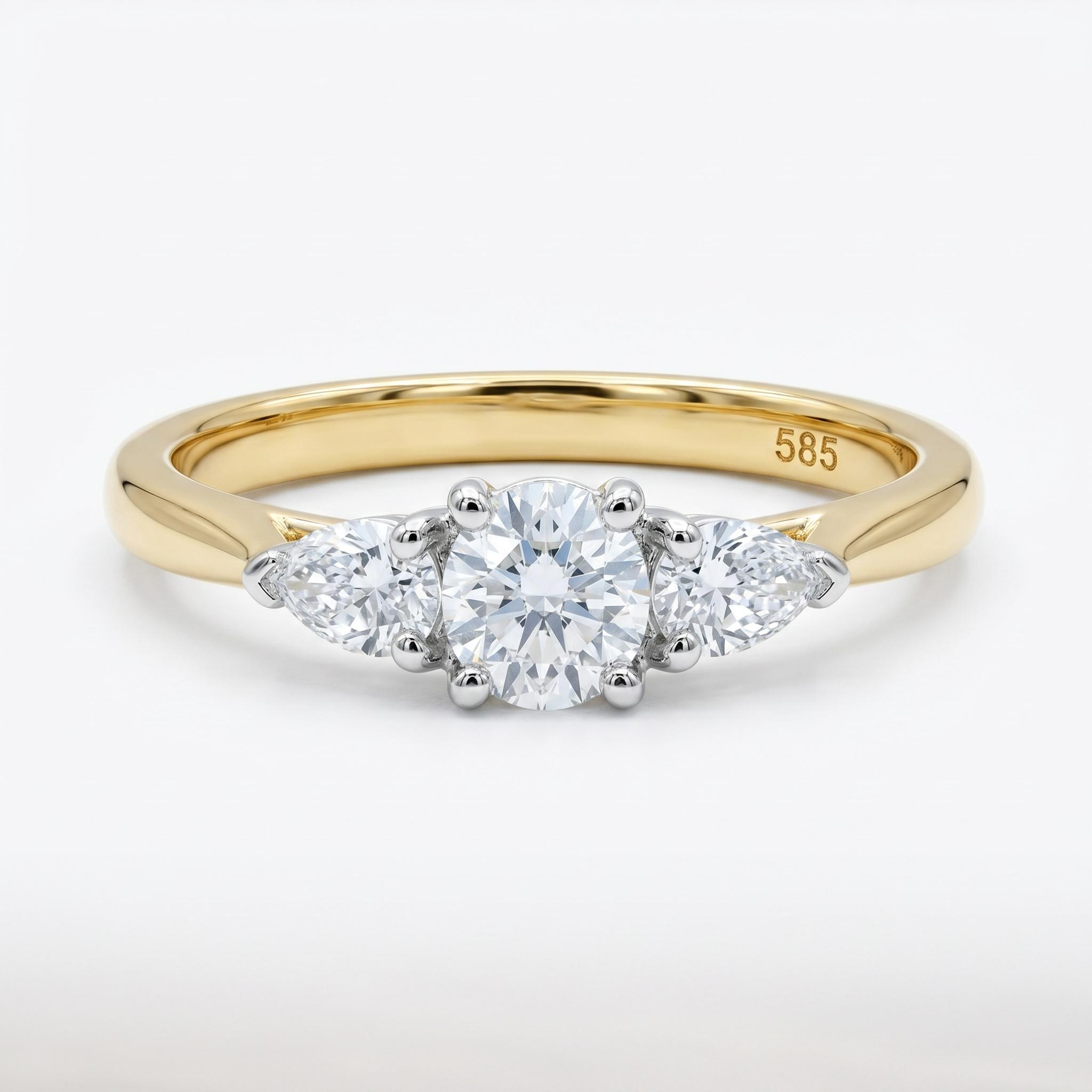Deze 14 karaat gouden ring, model BA37099, bevat ovale en peer geslepen diamanten van 0.34 karaat. Ideaal als verlovingsring, straalt het vakmanschap en elegantie uit. Draag deze verfijnde, goudkleurige ring bij speciale gelegenheden om een stijlvolle indruk te maken. Perfect als symbool van liefde en toewijding. Beschikbaar in maat 49.