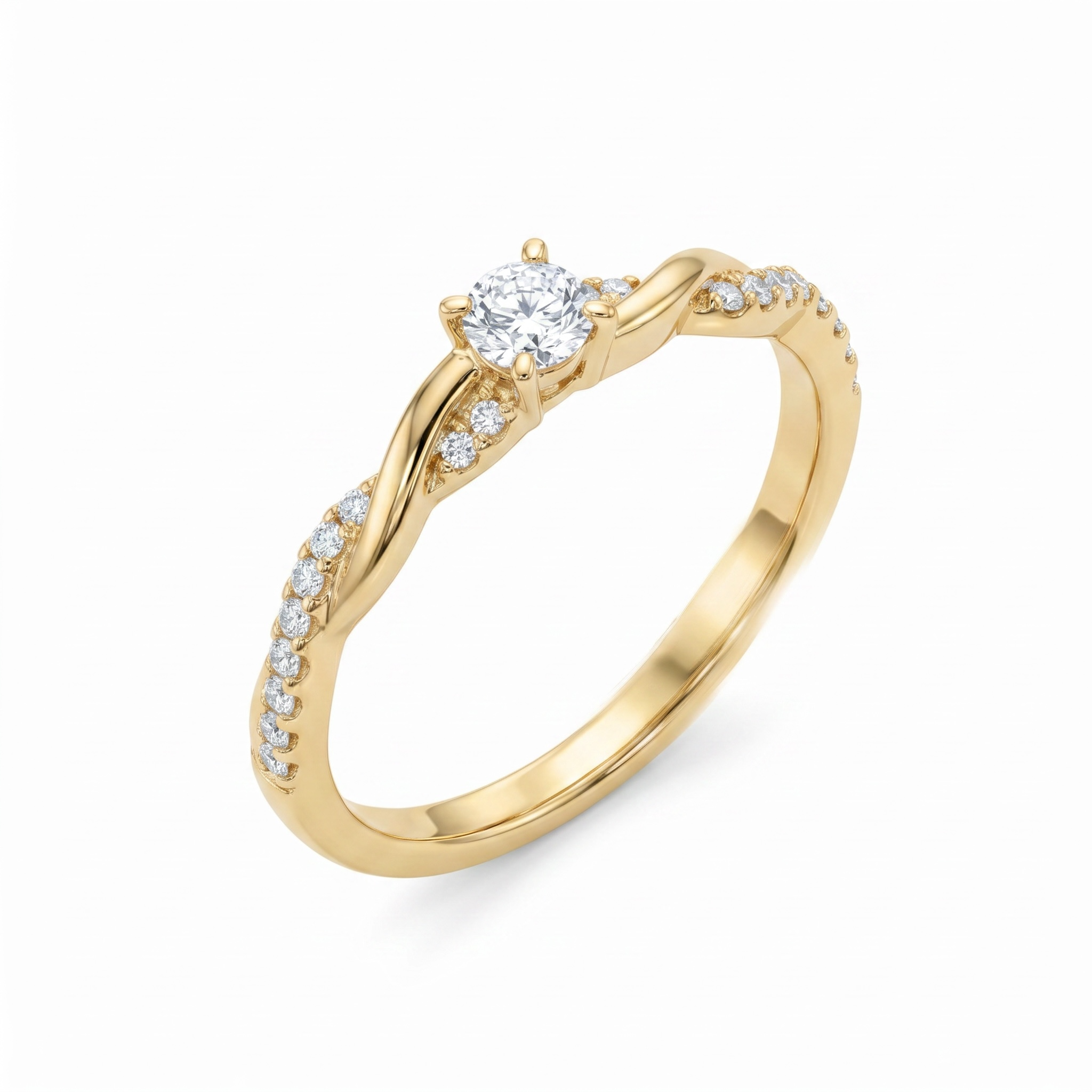 De gouden lab-grown diamanten ring model LGMF1111A is een elegante verlovingsring met een twistontwerp. Gemaakt van 14-karaats goud, is hij versierd met een briljant geslepen labdiamant van 0.21 karaat. Draag deze ring als symbool van verbondenheid en liefde, ideaal voor verlovingen. Perfect passend bij maat 54 en elegant voor elke gelegenheid. 