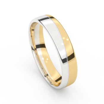 De ring is van geel en witgoud 18 karaat
