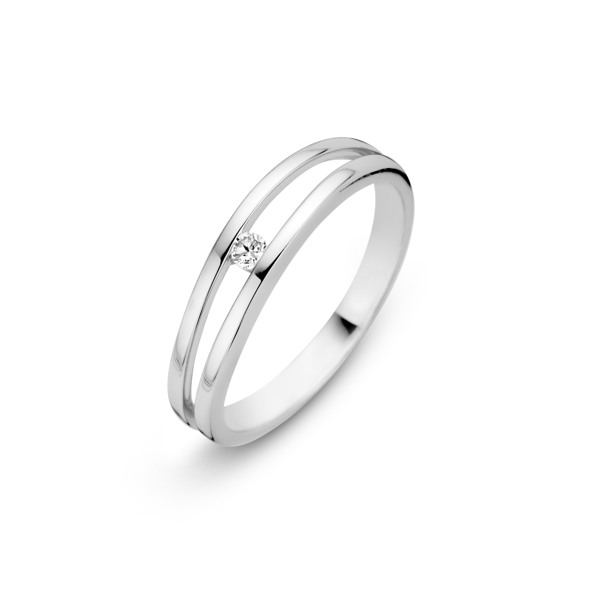 14kt witgouden ring met diamant
