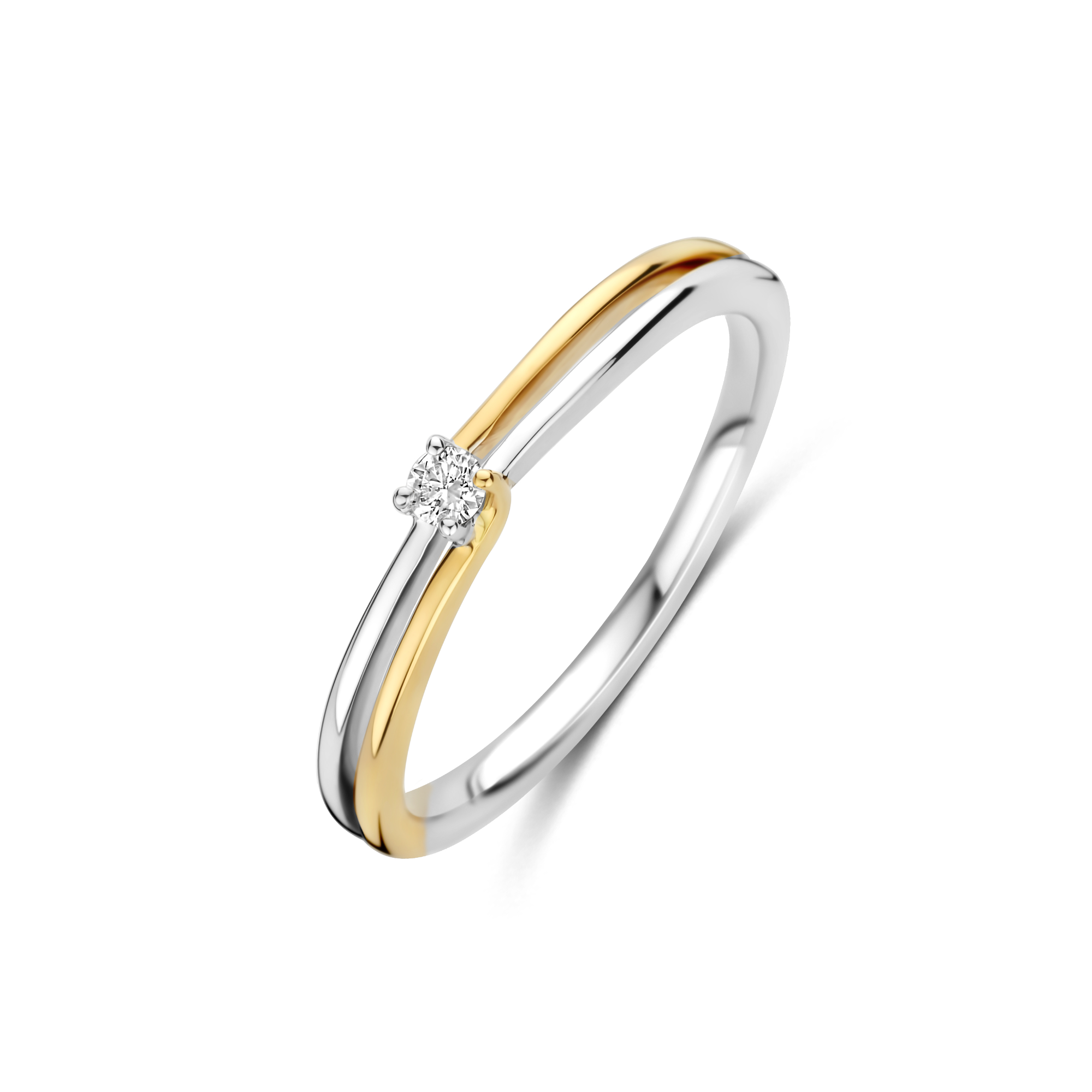 14kt bicolor ring met 0.05ct diamant