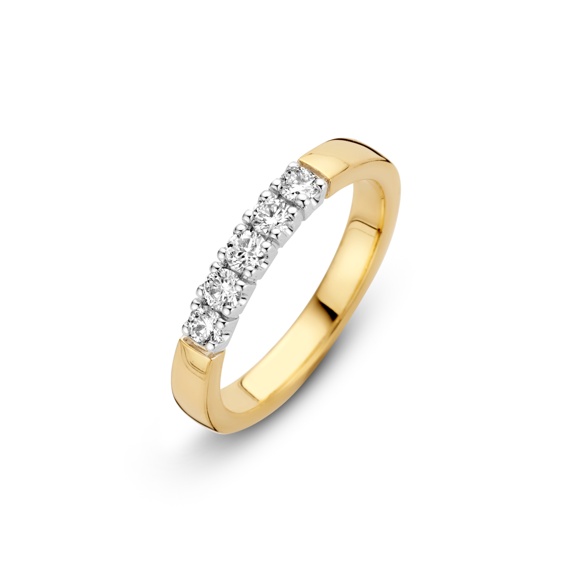 Bicolor gouden ring met 5diamantjes 0.05ct