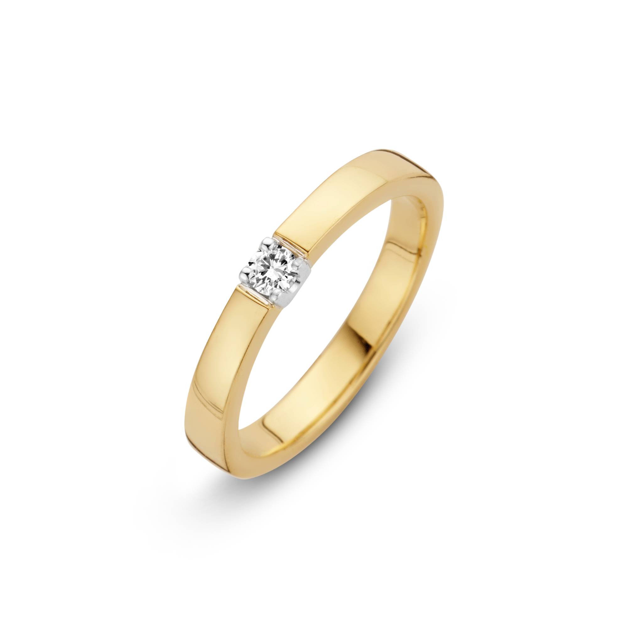Bicolor gouden ring met 1 diamantje 0.02ct