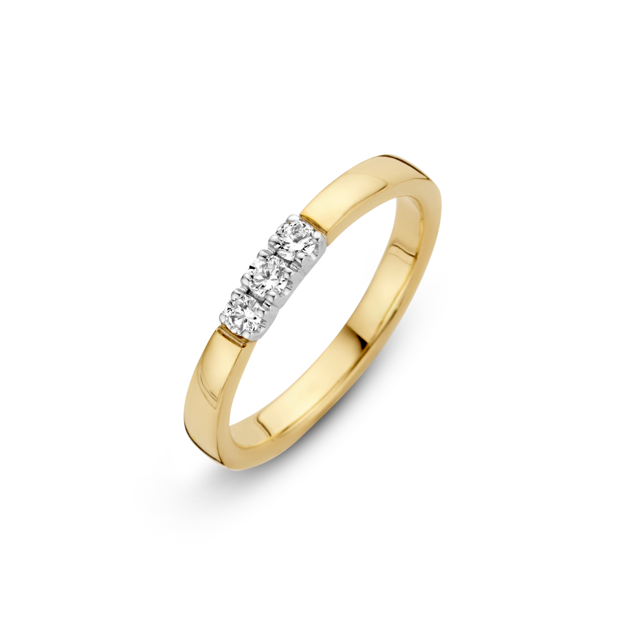 Bicolor gouden ring met 3 diamantjes 0.06 ct