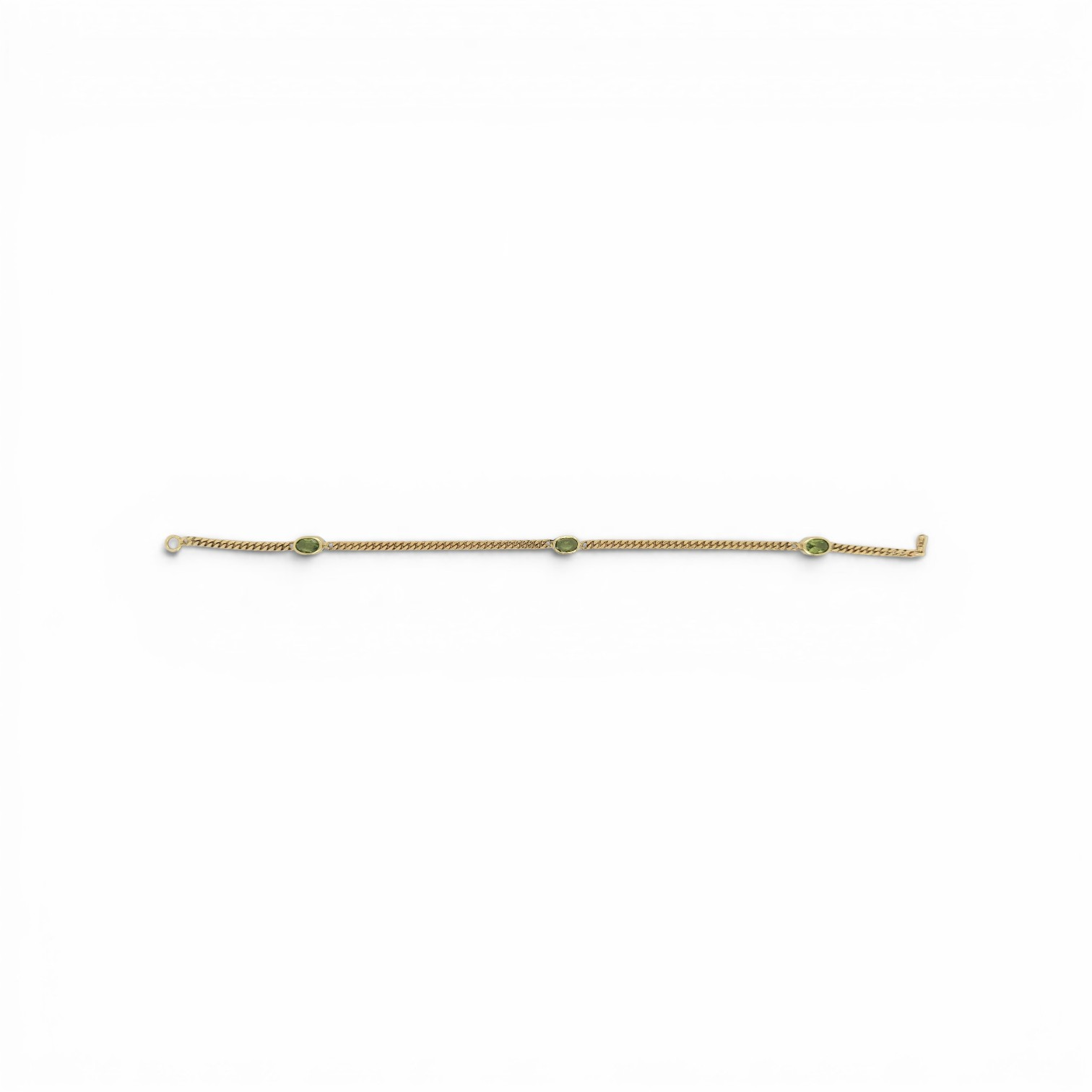 14kt gouden armband met 3 Peridot 