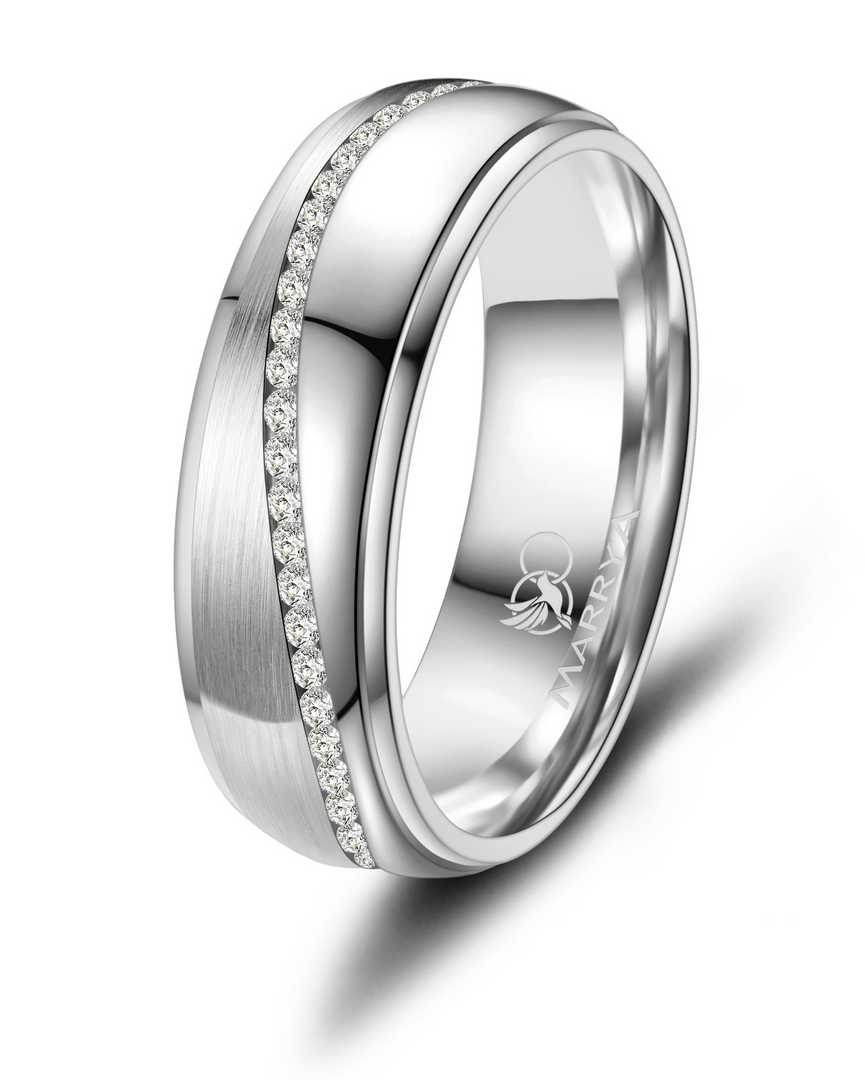 Dames ring edelstaal met zirconium