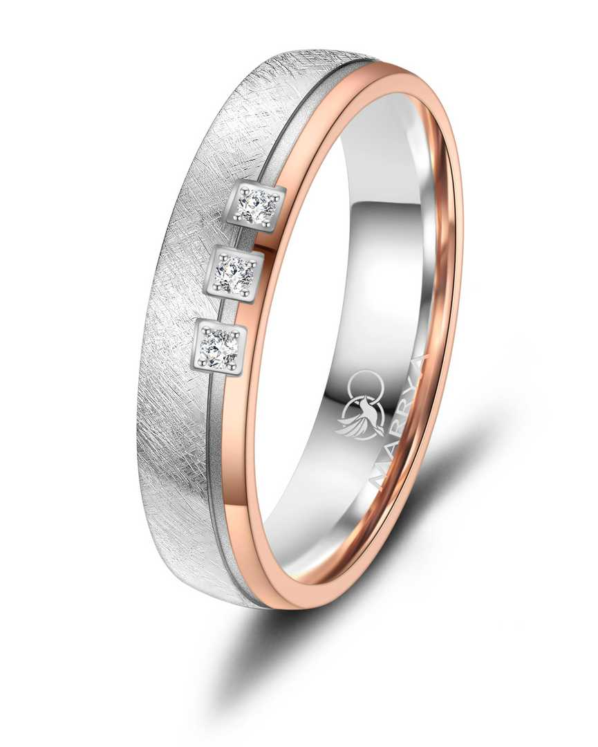 Dames ring bicolor uit edelstaal met zirconia