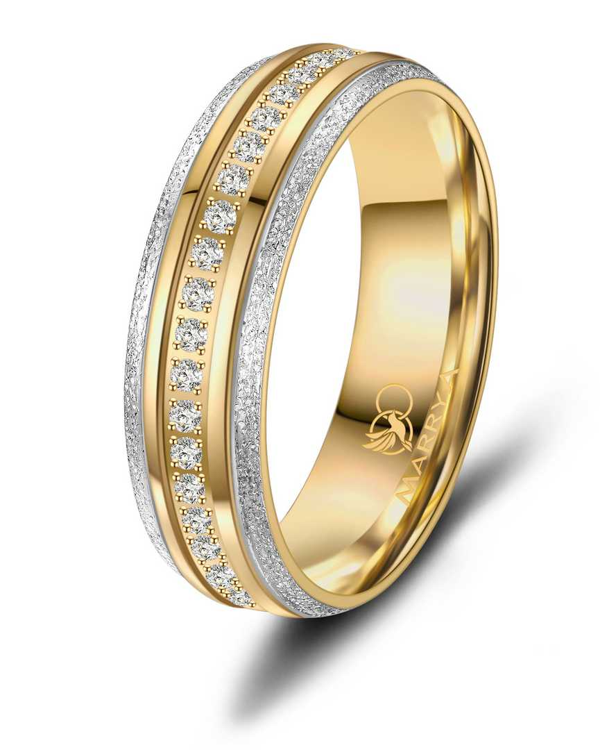 Dames ring bicolor uit edelstaal met zirconia
