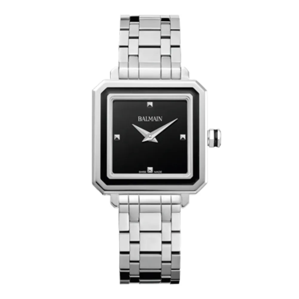 Balmain Swiss Watches combineert de frisse Franse luxe van het Parijse modehuis onder Pierre Balmain met Swiss Made finesse. Kies voor duurzaamheid en tijdloze esthetiek met dit elegante Balmain horloge Eirini SQ B47313366. Eirini SQ straalt Franse elegantie uit, met een unieke vierkante vorm die is ge&iuml;nspireerd op de Parijse modewereld. Deze ontwerpen van Balmain zijn zowel stijlvol als verfijnd, en ideaal voor wie zijn eigen stijl en persoonlijkheid zelfverzekerd wil laten zien. De sierlijke, gestileerde Balmain horloges zijn ondanks hun designerafkomst en kwalitatieve Zwitserse binnenwerken erg betaalbaar. Duurzame designermode hoeft niet altijd duur te zijn. Koop 