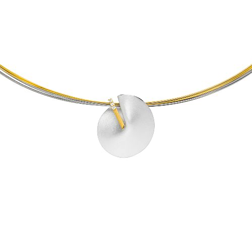 Kette K1487 mit 3 Brillanten &agrave; 0.012ct Bicolorseil