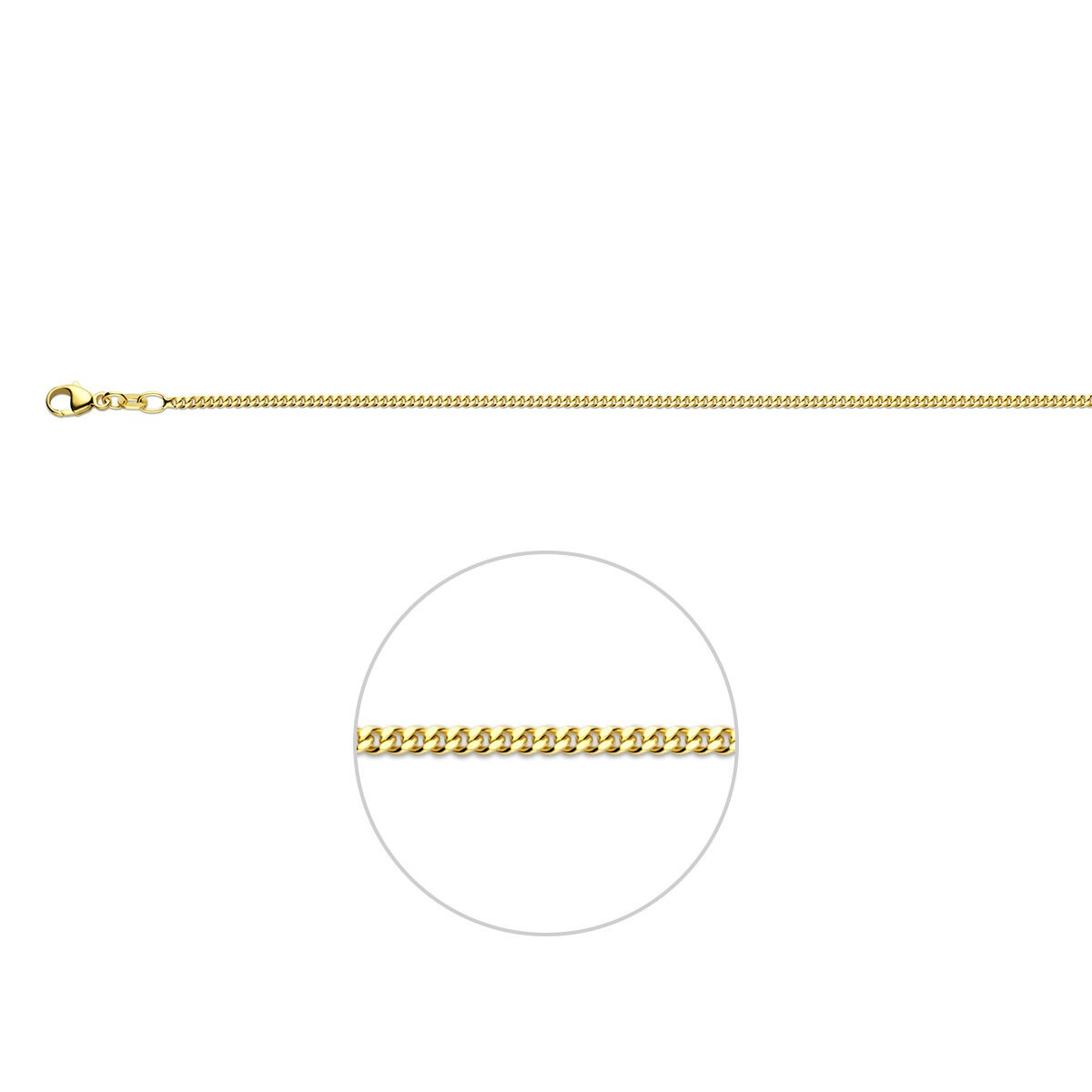 De 14 Karaat Gourmette ketting van 56 cm en 1,5 mm is een verfijnd sieraad met elegantie en eenvoud, perfect voor elke gelegenheid. Deze tijdloze halsketting, ideaal voor dagelijks gebruik of speciale gelegenheden, kan solo gedragen worden of gecombineerd met andere kettingen voor een gelaagde look. Draag het om je outfit subtiel te verfraaien.