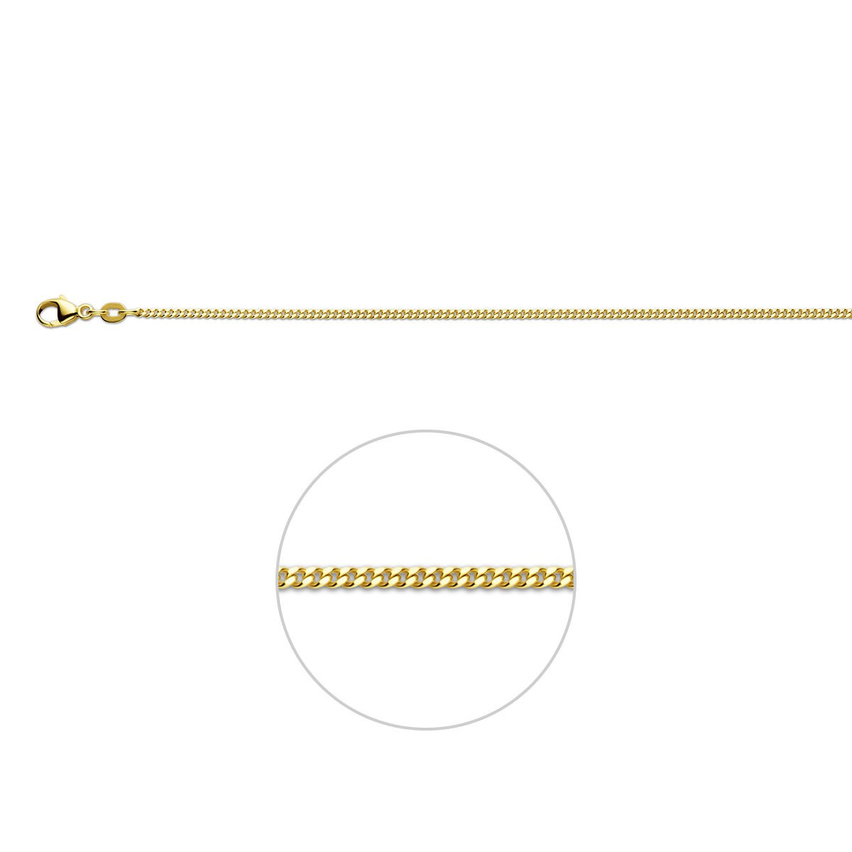 De 14 Karaats Gourmette-ketting van 44 cm en 1,5 mm biedt elegante verfijning voor elke gelegenheid. Deze stijlvolle schakelketting, gemaakt van hoogwaardig goud, valt onder de categorie sieraad en specifiek ketting. De beste manier om het te dragen is als opzichzelfstaand accessoire of in laagjes met andere kettingen voor een trendy look.