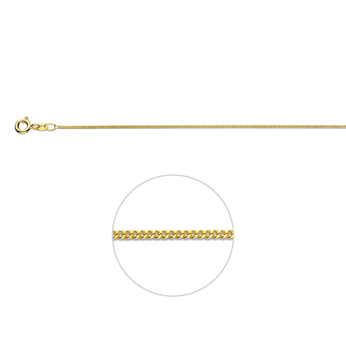 De 14 Karaats gourmette ketting van 45,5 cm en 1,1 mm dikte is onderdeel van de Van Zaanen Goud Collectie. Dit subtiele en verfijnde sieraad is perfect om dagelijks te dragen of als chique accent bij een avondoutfit. Draag de ketting solo voor een minimalistische look of combineer met andere sieraden voor een gelaagd effect.