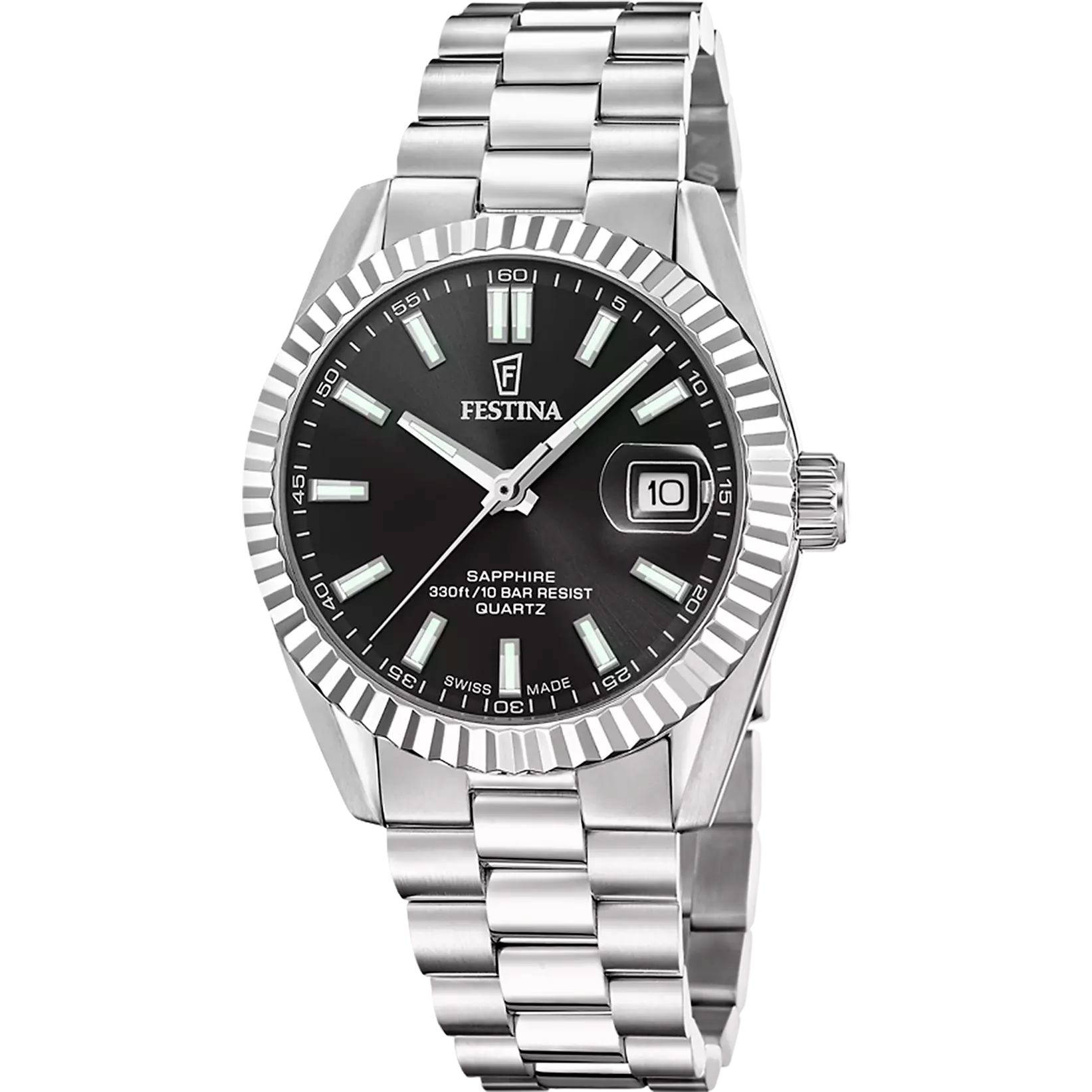 Festina - Staal heren horloge 40mm, Quartz, 100 meter WR, Saffierglas - F20084/D
